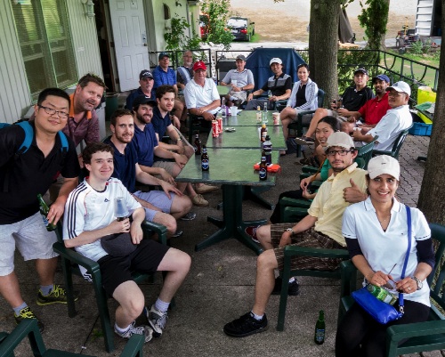 It wouldn't be Golf Day without a little post-game refreshment and the re-hashing of awesome shots (and bloopers)